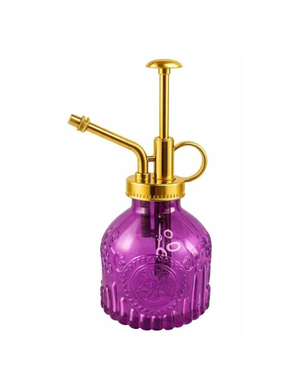 Purple Glass Plant Mister Spray Bottle Gold Pump Orchid Bonsai Air Plant